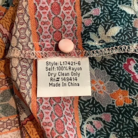 Johnny Was Jade Ode Floral Boho Half Sleeve Smocked Blouse Top Small - Picture 8 of 8